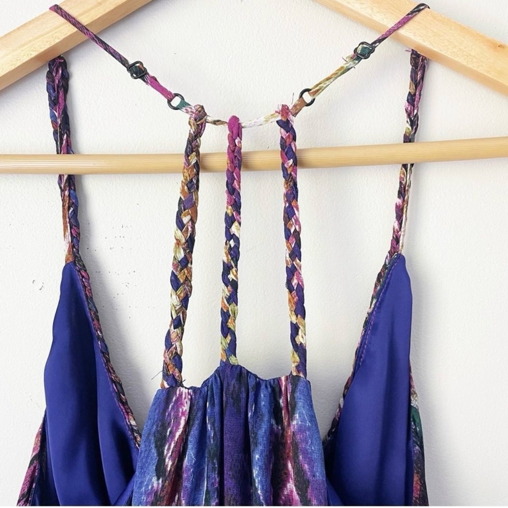 Anthropologie Charlie Jade Purple and Green Snakeskin V-Neck Maxi Dress | Size S - Picture 4 of 11